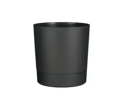 Plantenpot Mica Coco met schotel rond antraciet 23.5 x 22.5 cm