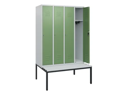 locker met bank,HxBxD 1950x1200x815mm,4vak,vak B 300mm,cil.-slot