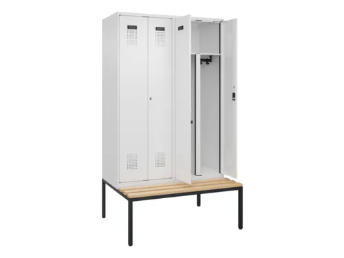 PBM-locker met bank,HxBxD 2120x1200x815mm,4vak,vak B 300mm