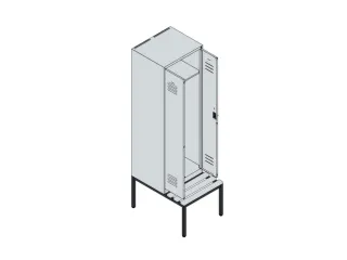 PBM-locker met bank,HxBxD 2120x600x815mm,2vak,vak B 300mm,cil.-slot - 3