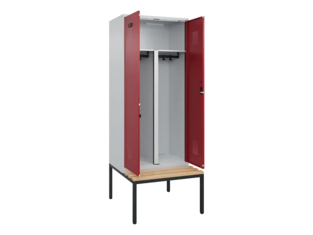PBM-locker met bank,HxBxD 2120x800x815mm,2vak,vak B 400mm