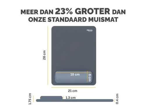 Muismat met polssteun Fellowes Breyta XL blauw 21x28cm