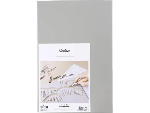 Creativ Company Linoleum 20x30cm dikte 3 mm, Grijs 2 stuks