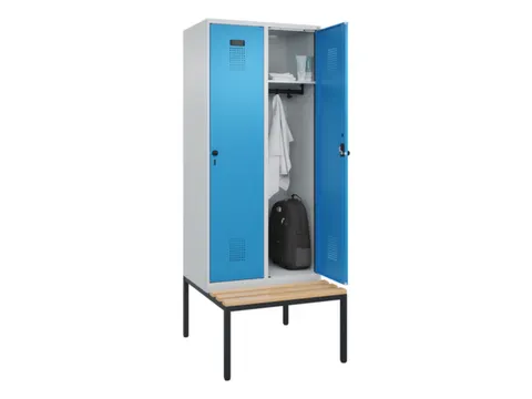 locker met bank,HxBxD 2120x800x815mm,2vak,vak B 400mm,draaigrendel