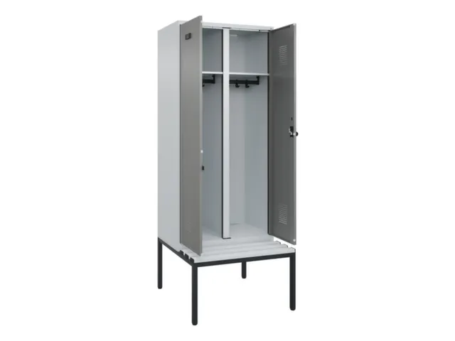 locker met bank,voor scheiding van kleding,HxBxD 2120x800x815mm,2vak
