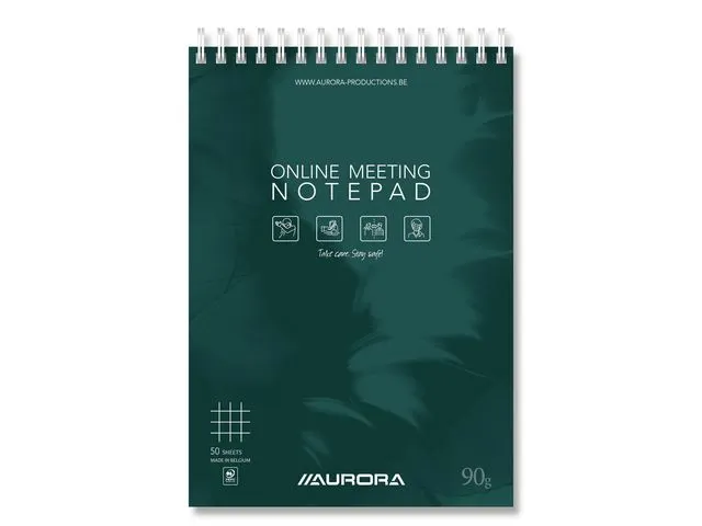 Online Conference Notepad, A5, Dubbel spiraal, Geruit, Groen