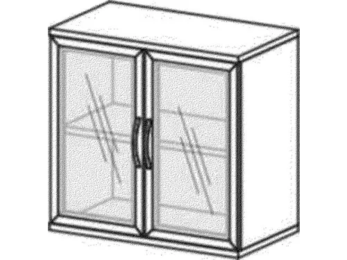 vitrinekast,HxBxD 770x800x430mm,1xhouten vloer,2 OH,decor romp wit