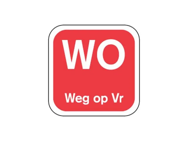 Label WO weg op VR Rood Afwasbaar d oos 1.000st