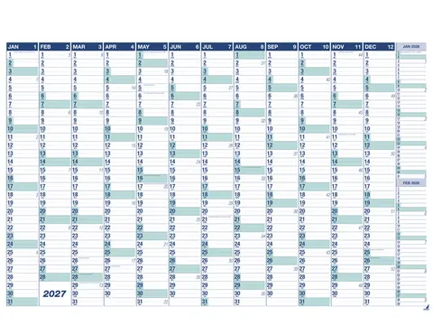 Muurplanner Kangaro 2027 NL uitwisbaar 70x100cm gratis marker/wisser