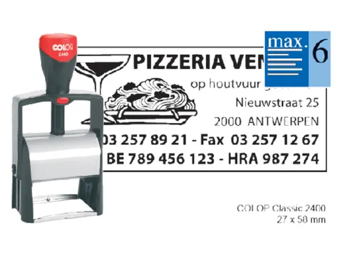 Tekststempel Colop 2400 +bon 6regels 58x27mm zwart