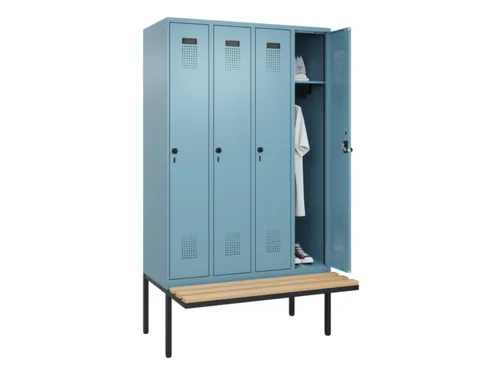 locker met bank,HxBxD 2120x1200x815mm,4vak,vak B 300mm,draaigrendel