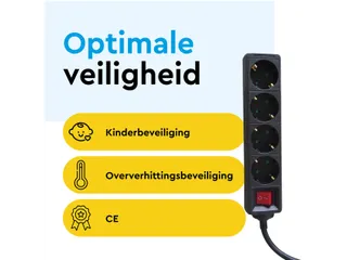 Stekkerdoos BRASQ 4 voudig 5 meter zwart - 7