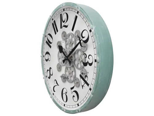 Witte Gear Klok - Grote Wandklok - 50cm - Bewegende tandwielen - "Henr