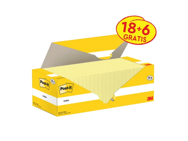 Notes 3M Post-it 655-CY 76x127mm jaune lot promo