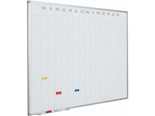 Planbord 90x120cm Softline profiel 8mm Dubbele week NL met dagenstrook