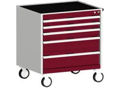 ladekast verrijdbaar 880x800x525mm 5laden romp RAL7035 front RAL3004