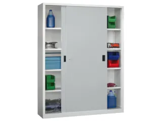 Schuifdeurkast 1950x1500x400mm 5 Oh Cilinderslot Tussenwand Ral7035 - 1