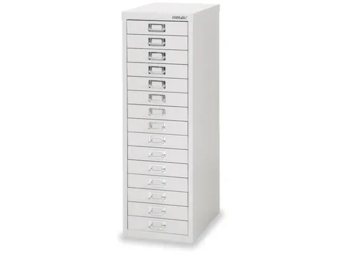 kantoor-ladekast HxBxD 857x278x380mm 15 laden romp lichtgrijs staal