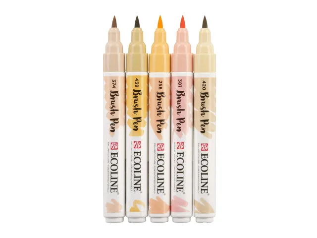 Feutre pinceau Talens Ecoline beige-rose assorti bliser 5 pièces
