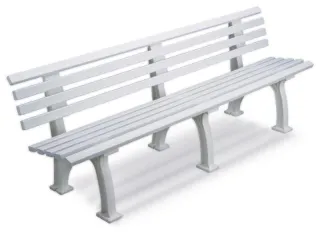 Kunststofbank 740x2000x380mm Zit H 440mm 9 Latten 3 Pootstellen Wit - 1