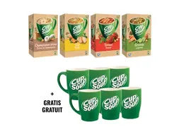 Actie Cup A Soup 4 smaken + 6 mokken gratis