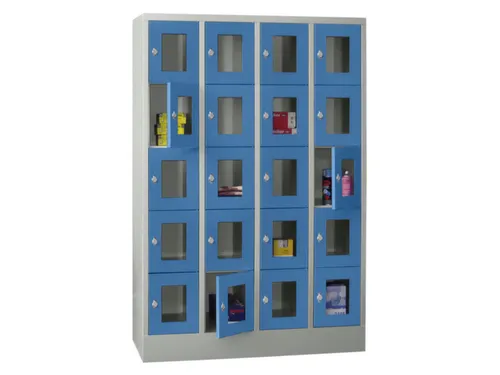 lockerkast,HxBxD 1850x1200x500mm,4x5vakken,RAL7035,front RAL5012