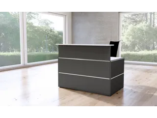 Balie Compleet 1350x 1015mm Recht Front Antraciet Bladen Wit - 3
