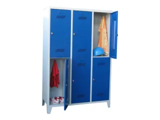 dubbeldekse locker,HxBxD 1850x1200x500mm,3x2vak.,RAL7035,front RAL5010 - 2