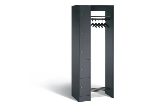 locker met kapstok,HxBxD 1950x740x480mm,romp RAL7021,front RAL7021