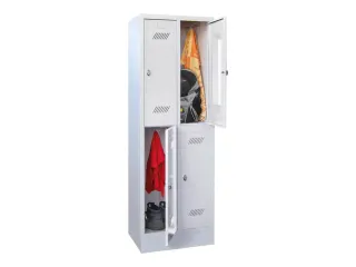 dubbeldekse locker,HxBxD 1850x600x500mm,2x2vak.,RAL7035,front RAL7035 - 2