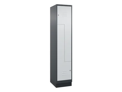 Z-garderobekast,HxBxD 1950x400x500mm,vak B 200/400mm,cil.-slot,sokkel