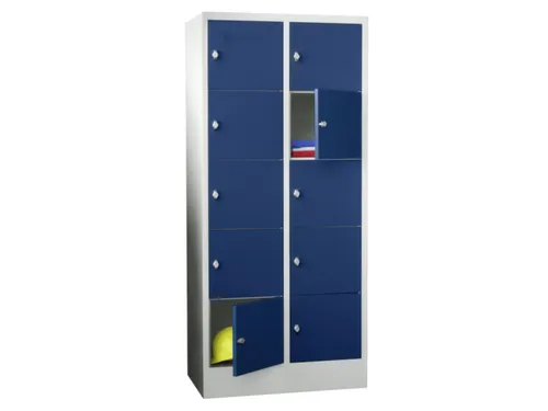 lockerkast,HxBxD 1850x800x500mm,2x5vakken,RAL7035,front RAL5010