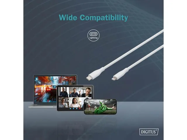 USB siliconen oplaadkabel USB-C Lightning 0,5m USB 2.0 60W Wit