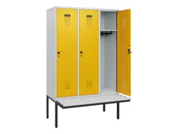 locker met bank,HxBxD 1950x1200x815mm,3vak,vak B 400mm,draaigrendel
