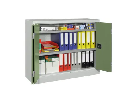 Vouwdeurkast 1000x1200x400mm 2legborden Verzinkt Ral7035 Front Ral6011