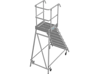bordestrap,verrijdbaar,bordes H 1,95m,8treden m. R13-laag,aluminium - 2