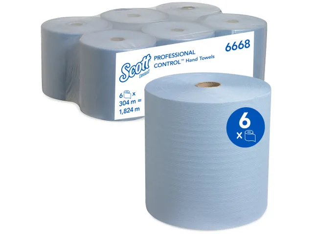 Handdoekrol Scott 1-laags 304m blauw 6668