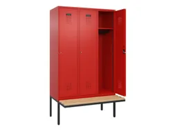 locker met bank,HxBxD 2120x1200x815mm,3vak,vak B 400mm,cilinderslot
