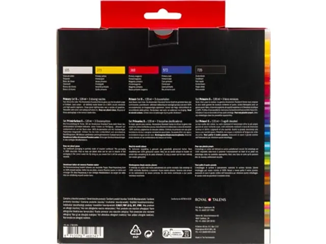 Acrylverf Primair 120 Ml, 5 Tubes + 3 Tuiten