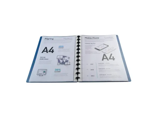 Showalbum PP ring 30 tas A4 blauw metal