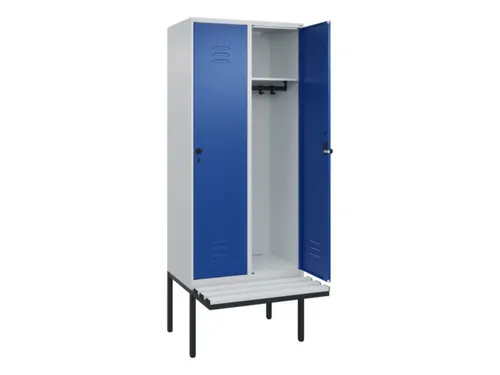 locker met bank,HxBxD 2120x800x815mm,2vak,vak B 400mm,draaigrendel