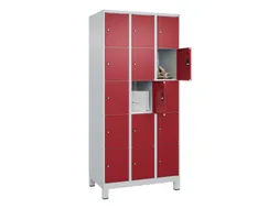 lockerkast,HxBxD 1950x900x500mm,3x5vakken,vak B 300mm,cil.-slot,voeten