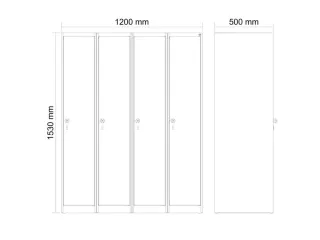 schoollocker,HxBxD 1530x1200x500mm,4vak,vak B 300mm,draaigrendel - 3