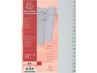 tabbladen voor ft A4 PP A-Z 20-delig grijs 11-gaats - 1