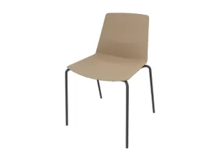 bezoekersstoel,4voeten ronde buis donkergrijs,zitschaal PP beige - 1