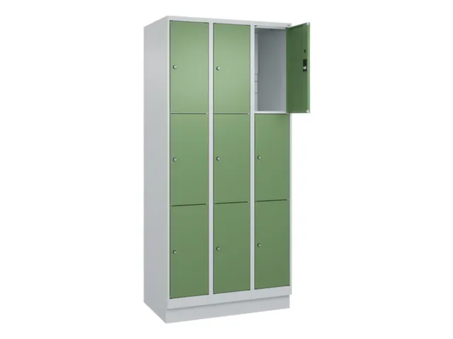 lockerkast,HxBxD 1950x900x500mm,3x3vakken,vak B 300mm,cil.-slot,sokkel