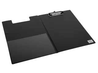 Klembordmap Quantore A4 staand PVC zwart met 100mm klem + penlus