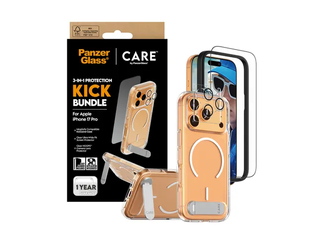 PanzerGlass | CARE by 3-in-1 Feature Kick Bundle iPhone 17 Pro,