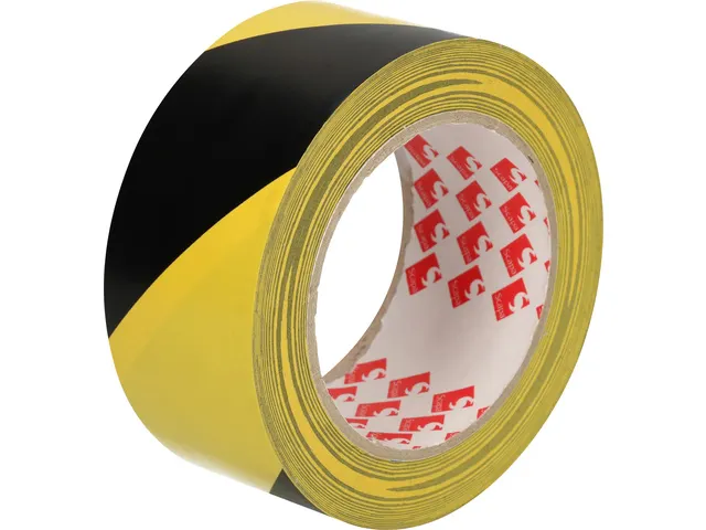 Vloermarkeringstape Raadhuis PVC 50mm x 33m zwart/geel 3 rol