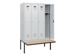 locker met bank,HxBxD 1950x1200x815mm,4vak,vak B 300mm,cilinderslot